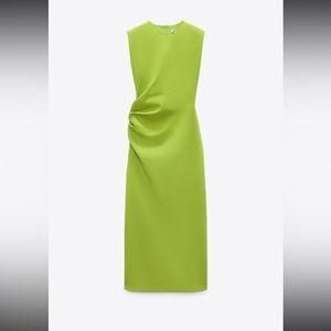 Zara Shoulder Pad Draped Dress. NWT!